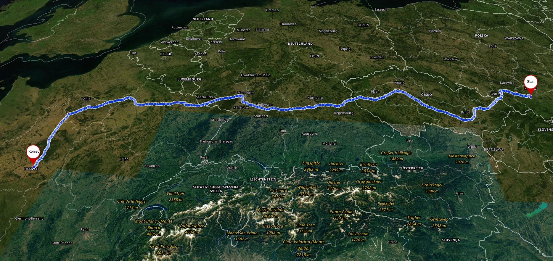 Mapa przeprowadzki Polska – Francja | PewnaPrzeprowadzka.pl
